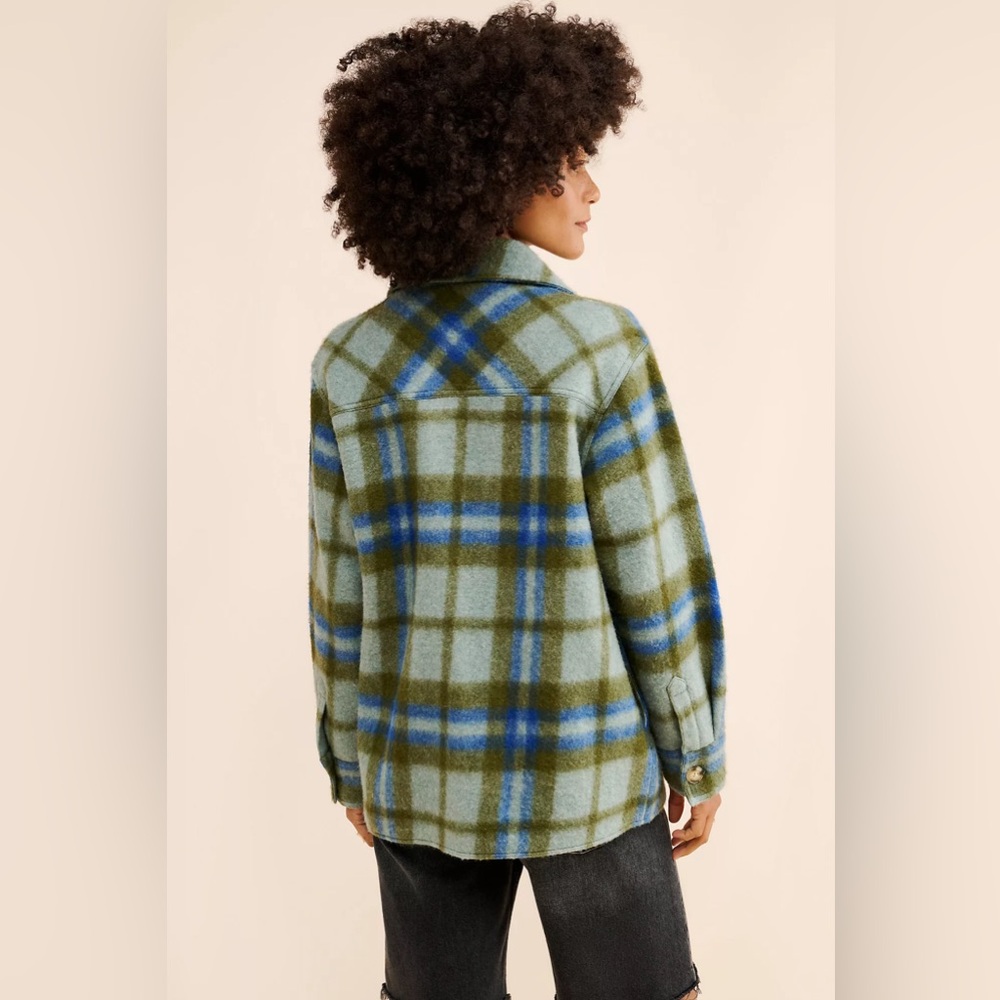 Faherty Cotswold Shirt Jacket Oakland Plaid Wool Blend Shacket Size Medium - Picture 4 of 5